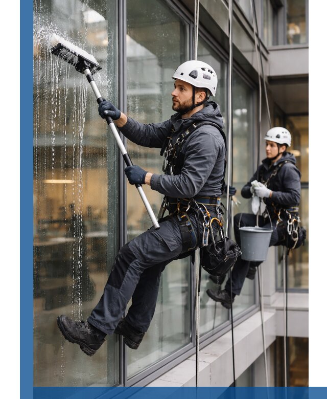 Профессиональная мойка витражей промышленными альпинистами в Брянске