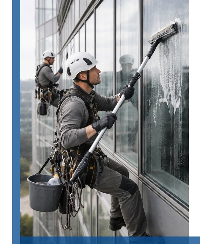 Высотная мойка сплошного остекления с выездом в Брянске