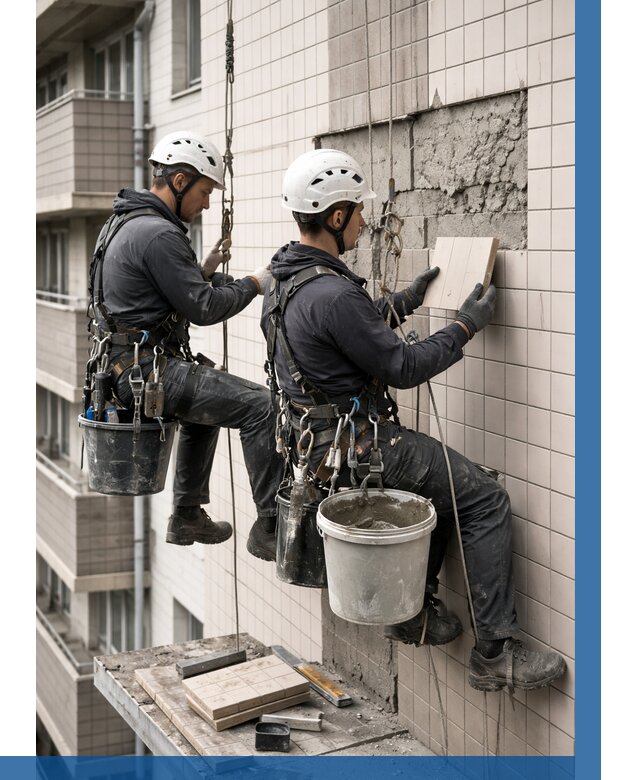 Ремонт облицовки фасада плиткой в Брянске от 1935 р. | ВЫСОТНИК-Бнк