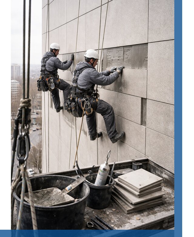 Ремонт фасада из керамогранита в Брянске от 2688 р. | ВЫСОТНИК-Бнк