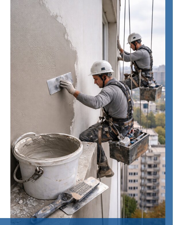 Шпаклевка фасада на высоте в Брянске от 753 р. | ВЫСОТНИК-Бнк