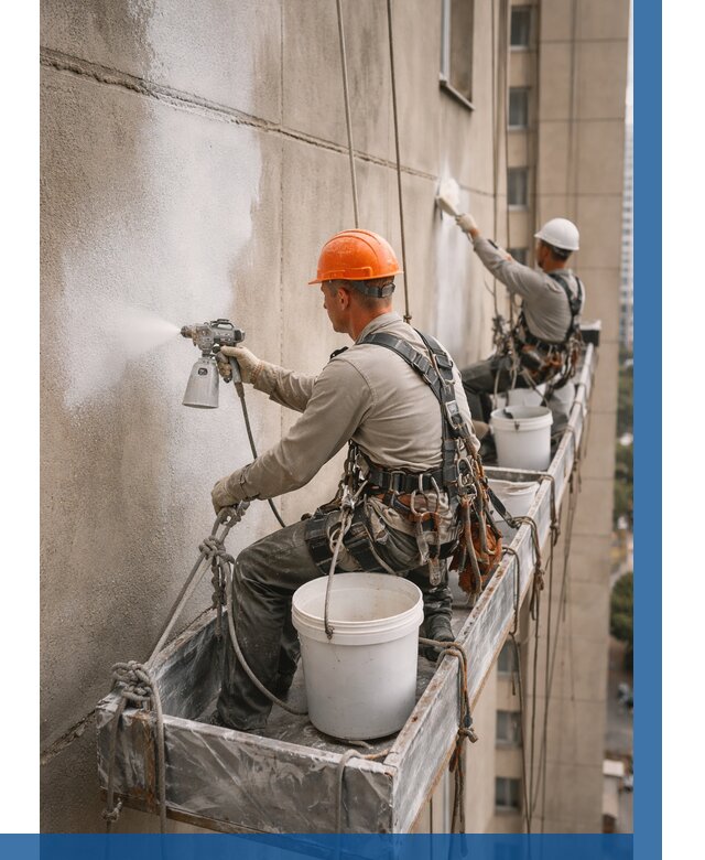 Грунтовка фасада на высоте в Брянске от 129 р. | ВЫСОТНИК-Бнк