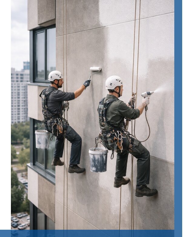 Покраска фасада альпинистами в Брянске от 323 р. | ВЫСОТНИК-Бнк