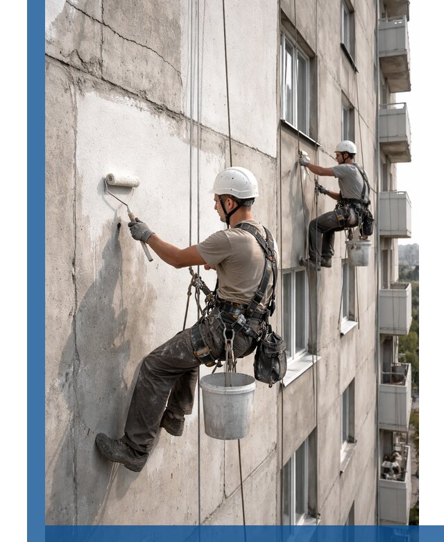 Покраска бетонного фасада в Брянске для жилых и промышленных объектов