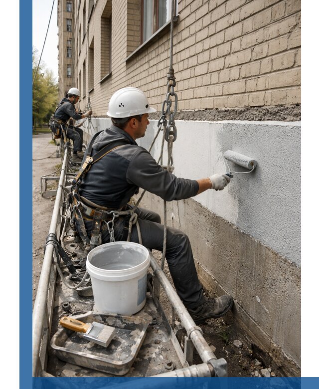 Окраска цоколя здания в Брянске профессионально и надежно