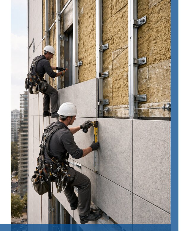 Монтаж вентилируемого фасада в Брянске от 3763 р. | ВЫСОТНИК-Бнк