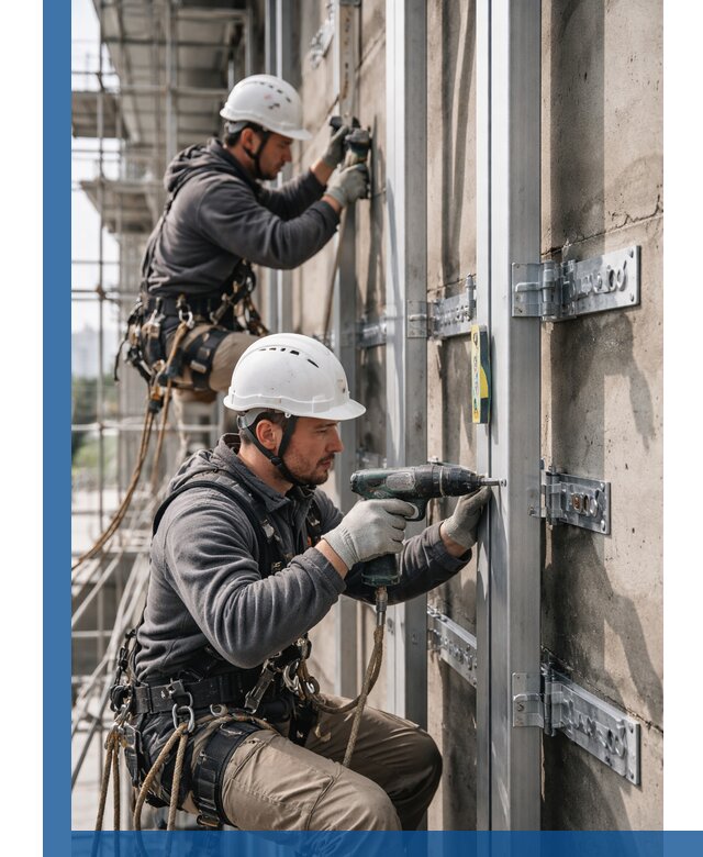 Монтаж и крепление подсистемы вентфасада в Брянске