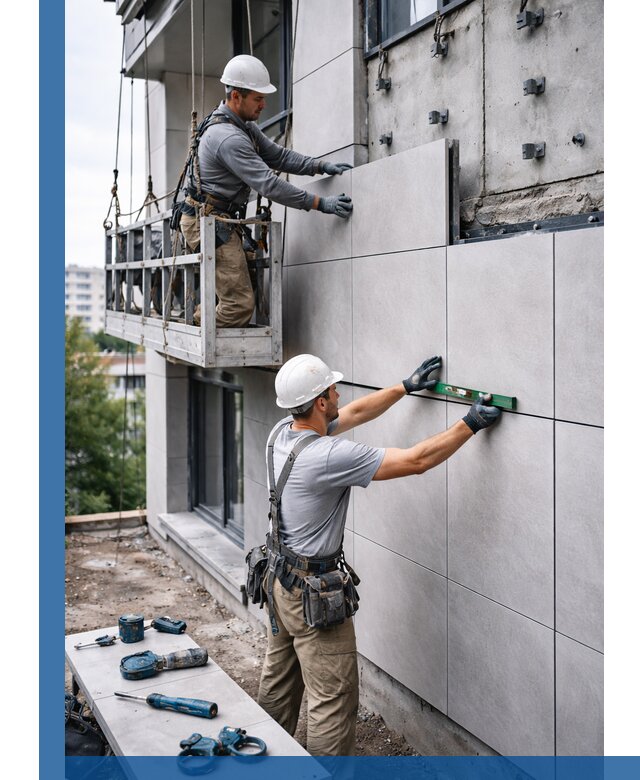 Монтаж керамогранита на фасад в Брянске под ключ с гарантией качества