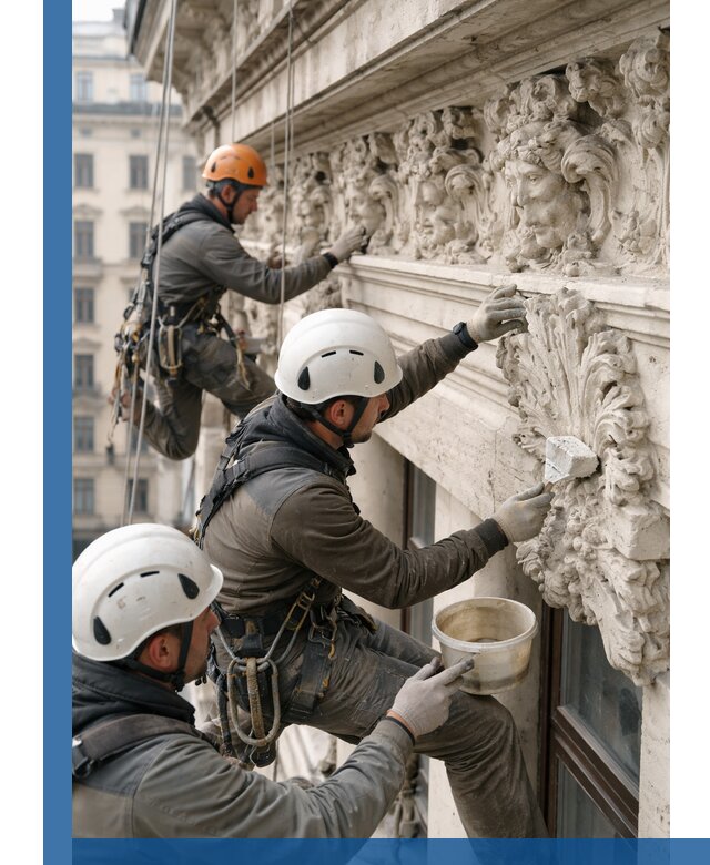 Реставрация фасадной лепнины с высотными работами в Брянске