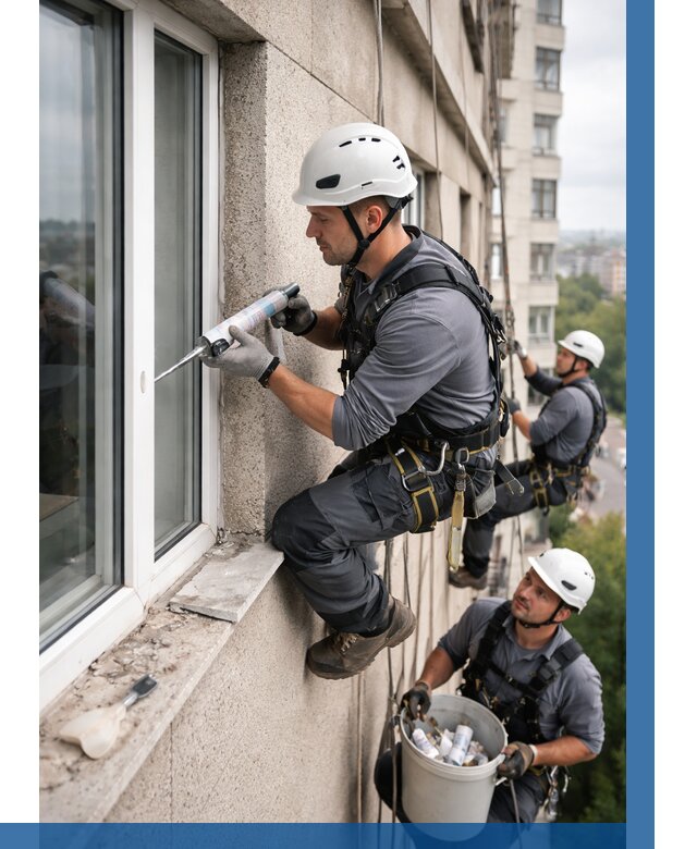 Герметизация оконных швов снаружи в Брянске от 1613 р. | ВЫСОТНИК-Бнк