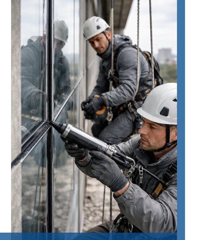 Герметизация витражных швов в Брянске от 699 р. | ВЫСОТНИК-Бнк