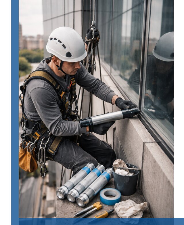 Герметизация стыков витража в Брянске для герметичных фасадов