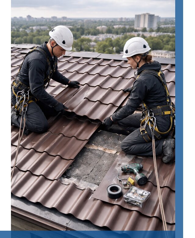 Ремонт металлочерепицы на крыше в Брянске от 968 р. | ВЫСОТНИК-Бнк