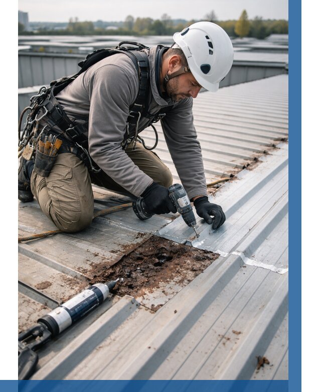 Ремонт профнастила на кровле в Брянске от 753 р. | ВЫСОТНИК-Бнк