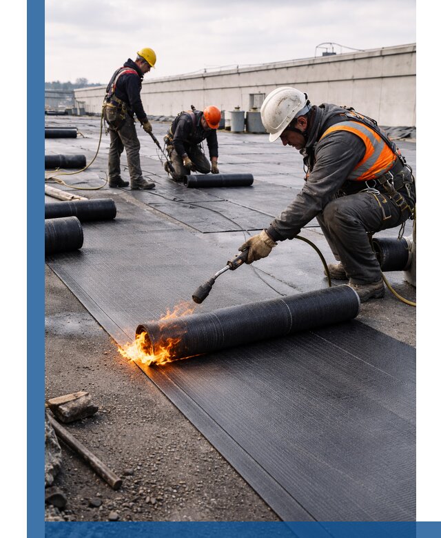 Монтаж наплавляемой кровли в Брянске профессионально