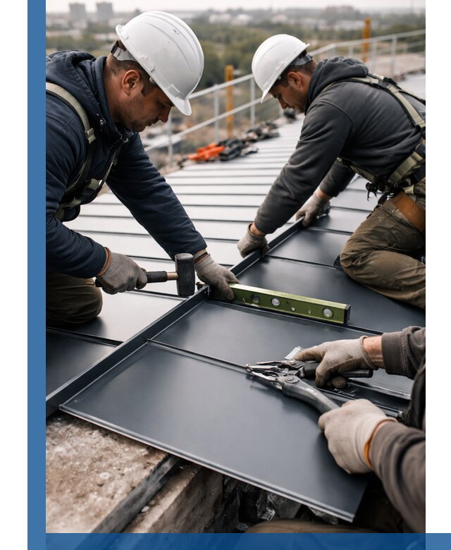 Монтаж фальцевой кровли в Брянске для промышленных зданий