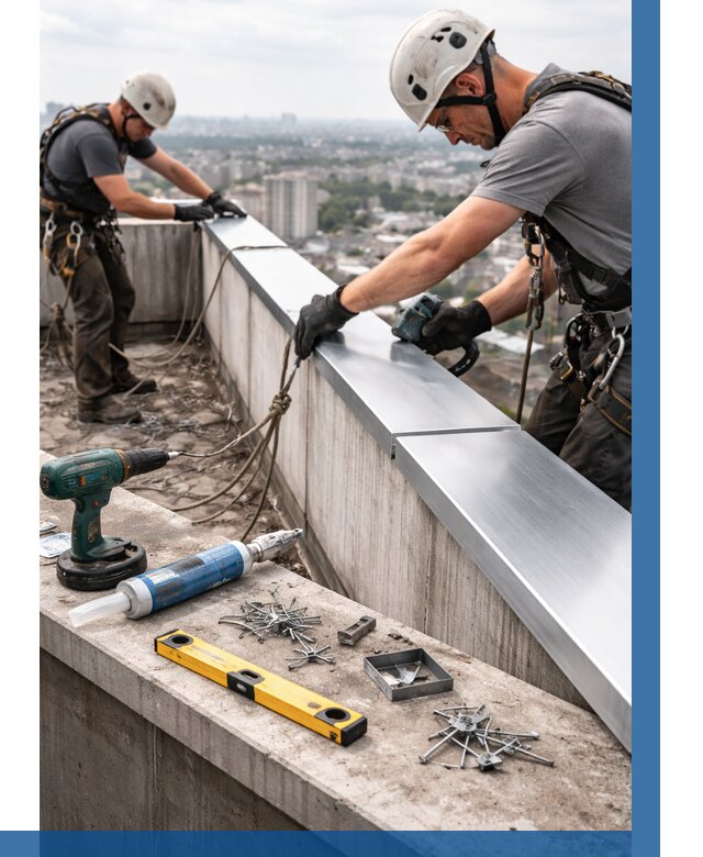 Монтаж парапетных крышек в Брянске от 860 р. | ВЫСОТНИК-Бнк