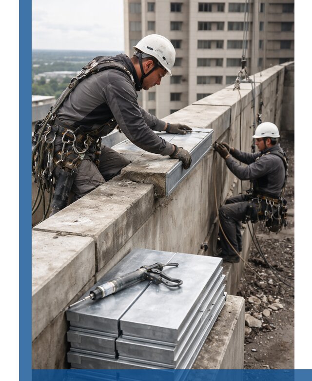 Замена парапетных крышек и установка новых в Брянске