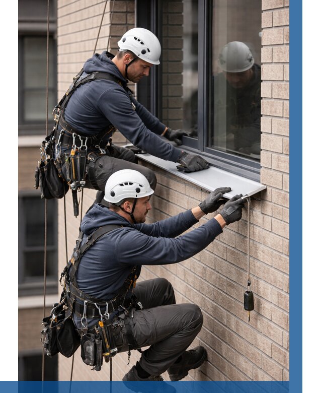 Монтаж оконных отливов под ключ в Брянске от 3763 р. | ВЫСОТНИК-Бнк