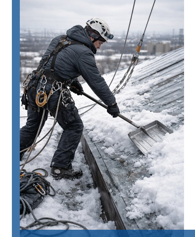 Профессиональная очистка кровли от снега и наледи в Брянске