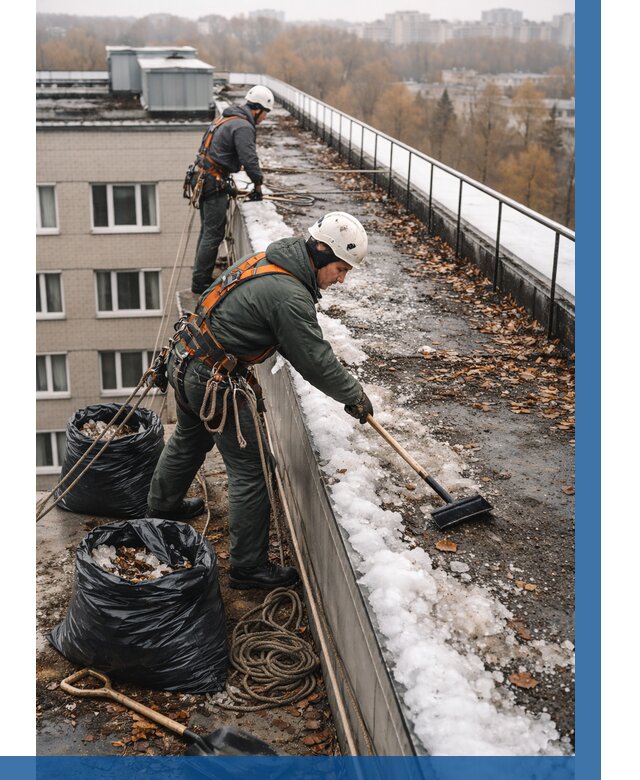 Очистка кровли по периметру в Брянске от 591 р. | ВЫСОТНИК-Бнк