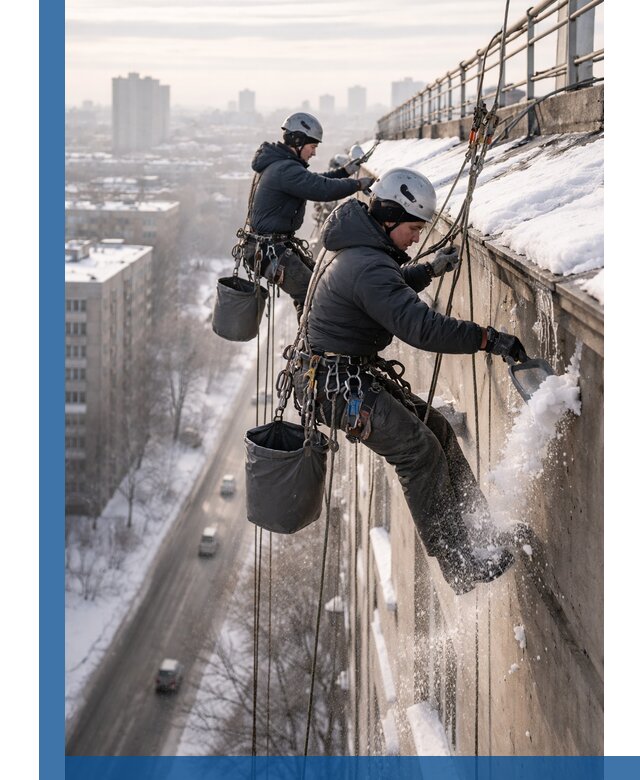 Очистка карнизов от снега в Брянске профессионально и безопасно