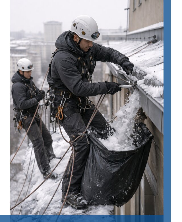 Аварийная очистка крыши в Брянске под ключ от 323 р. | ВЫСОТНИК-Бнк