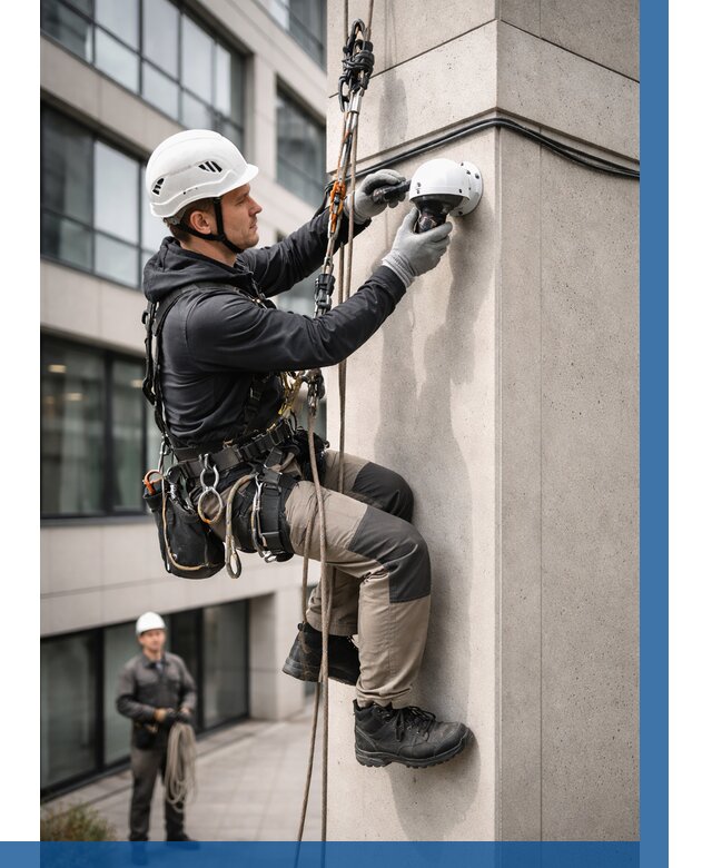 Монтаж камер видеонаблюдения на фасаде в Брянске от 9138 р.-ВЫСОТНИК-Бнк