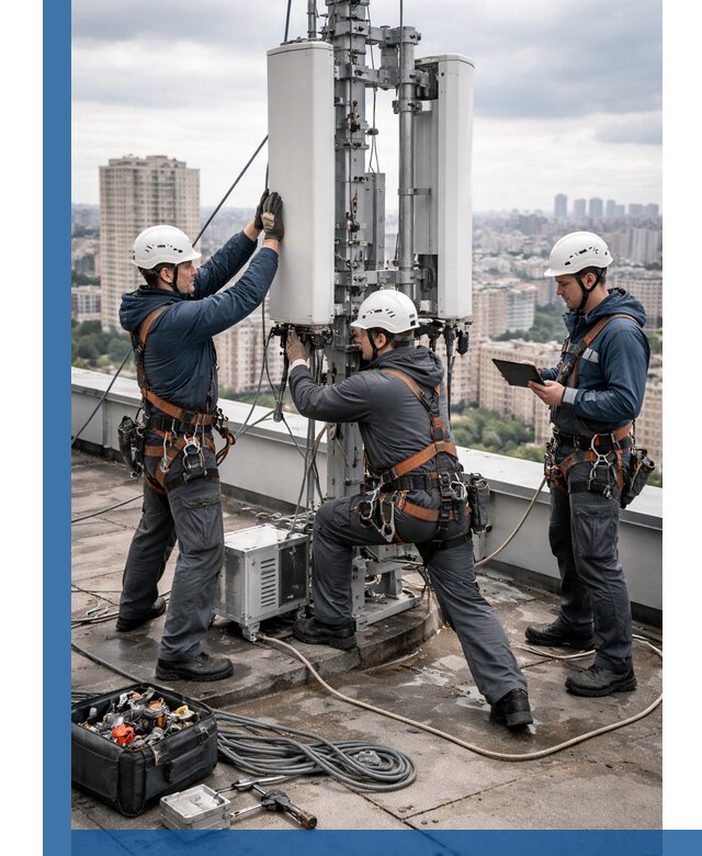 Монтаж антенн связи на крыше в Брянске с вводом в эксплуатацию