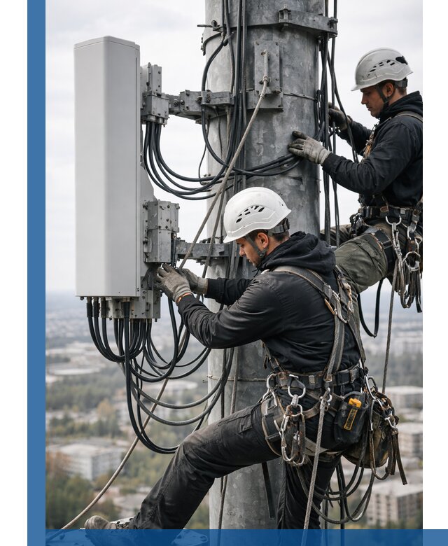 Монтаж оборудования связи на мачте в Брянске с пусконаладкой