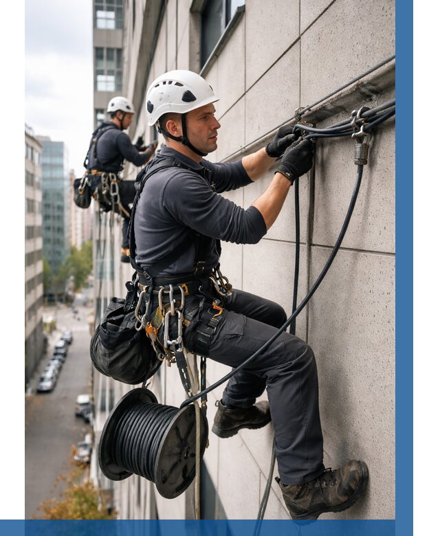 Прокладка кабеля по фасаду в Брянске от 376 р. | ВЫСОТНИК-Бнк