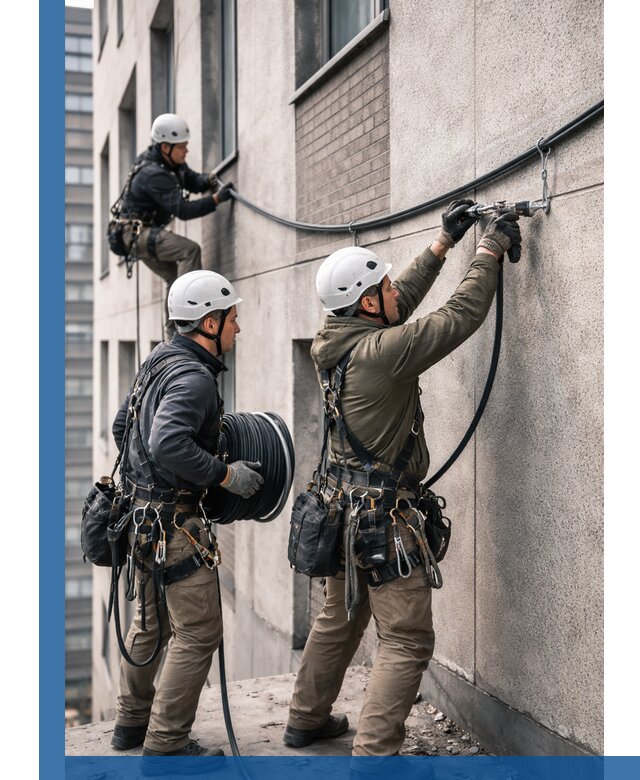 Прокладка кабеля по фасаду в Брянске, профессиональный монтаж