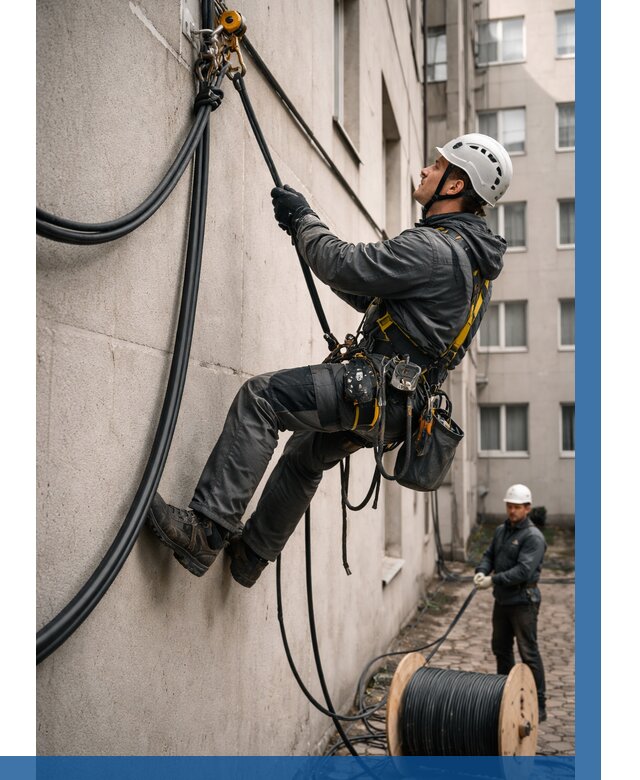 Протяжка кабеля питания на высоте в Брянске от 484 р. | ВЫСОТНИК-Бнк