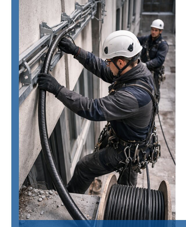 Протяжка кабеля питания на высоте в Брянске с гарантией безопасности и качества