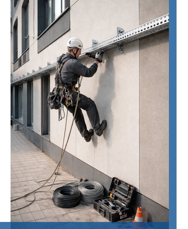 Монтаж кабельных лотков на фасаде в Брянске от 1290 р. | ВЫСОТНИК-Бнк