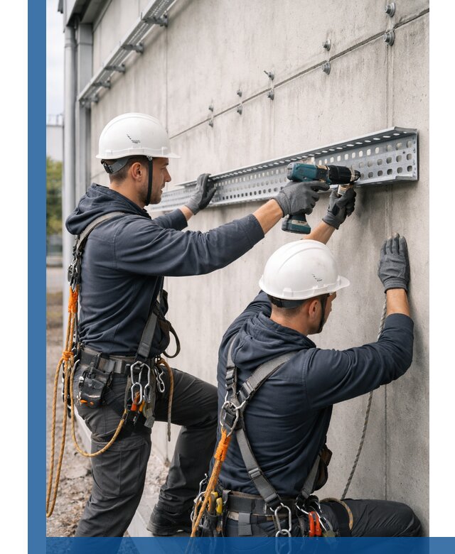 Монтаж кабельных лотков на фасаде зданий в Брянске с гарантией