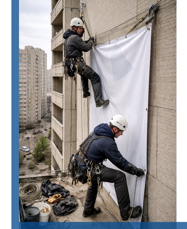 Профессиональный монтаж баннеров на фасаде в Брянске