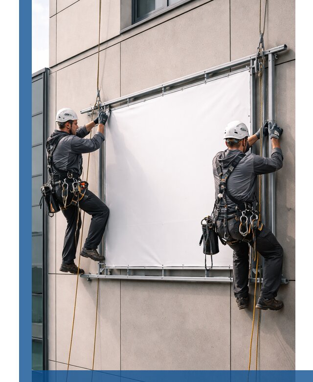 Монтаж наружной рекламной вывески в Брянске под ключ