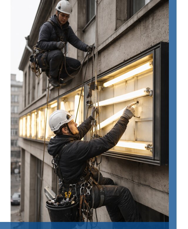 Замена ламп в вывеске в Брянске под ключ от 3763 р. | ВЫСОТНИК-Бнк