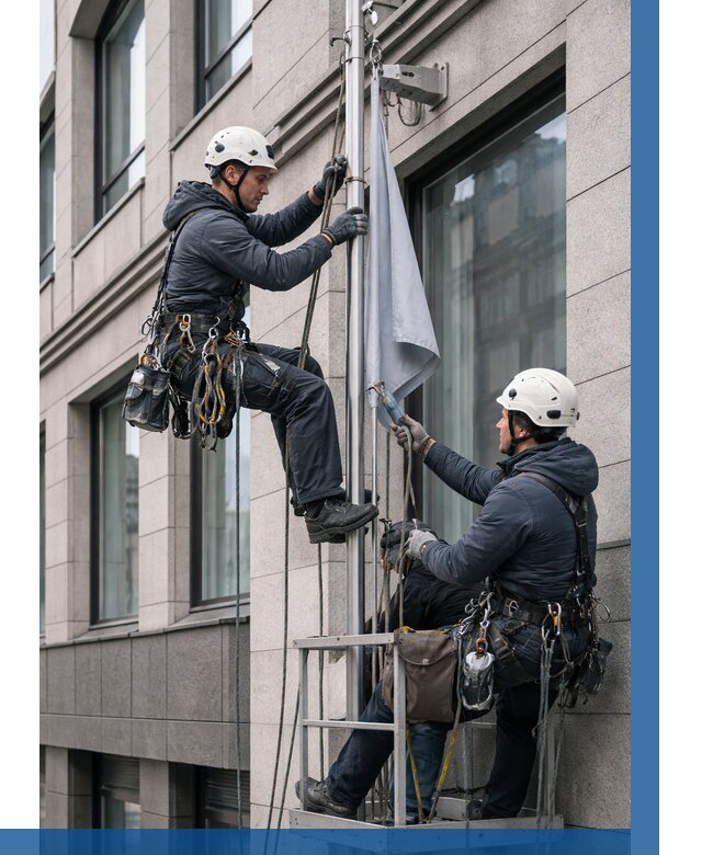 Установка флагов на фасаде в Брянске от 4838 р. | ВЫСОТНИК-Бнк