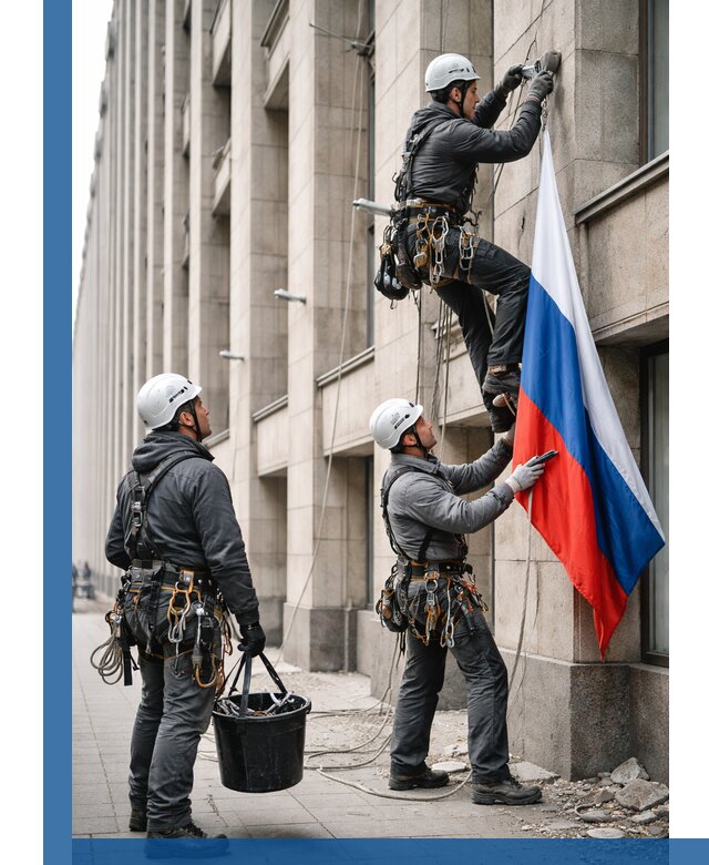 Профессиональная установка флагов на фасаде в Брянске