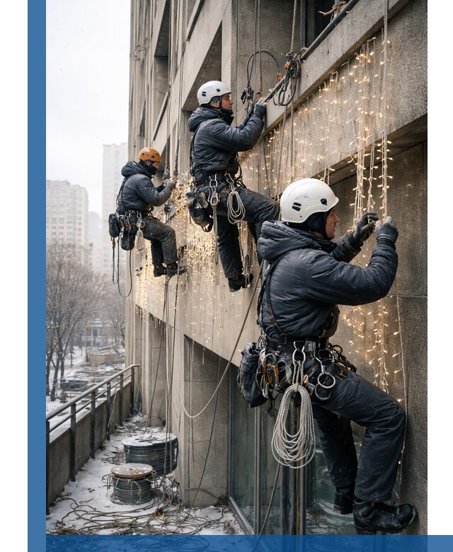 Монтаж новогодней иллюминации и украшение фасадов в Брянске