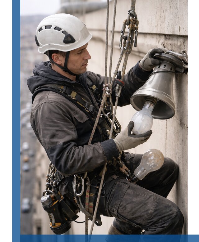 Замена ламп на высоте в Брянске профессионально и быстро