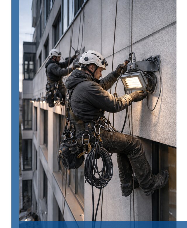 Монтаж фасадного освещения в Брянске установка и подключение