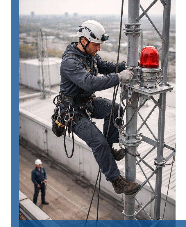 Монтаж заградительных огней и обслуживание объектов в Брянске