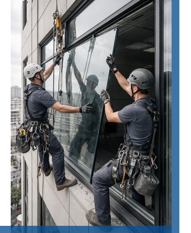 Замена стеклопакетов на высоте в Брянске от 5913 р. | ВЫСОТНИК-Бнк