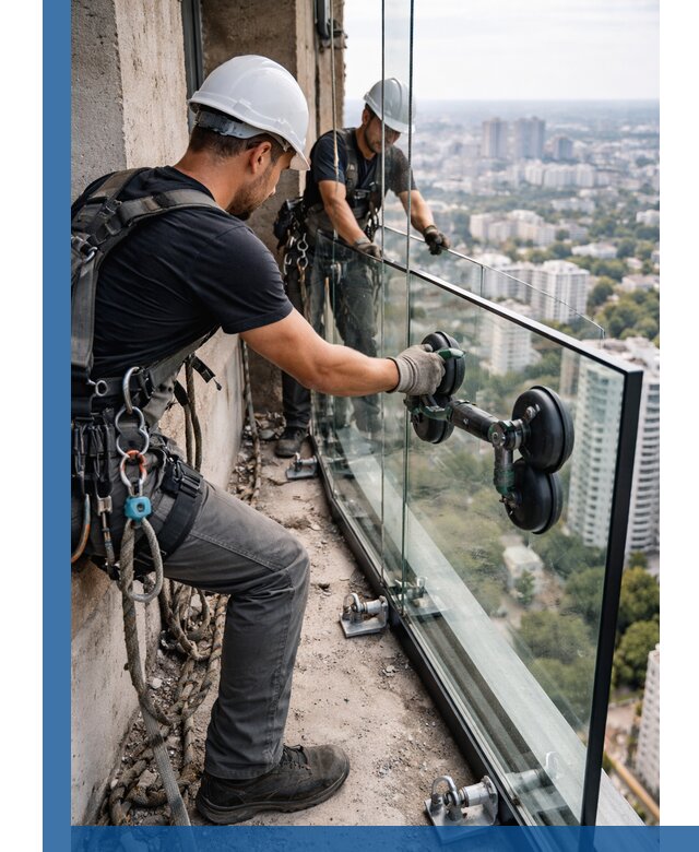 Монтаж стеклянных ограждений под ключ с гарантией в Брянске