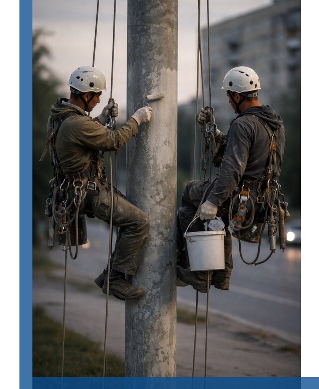 Покраска опор освещения и антикоррозийная защита в Брянске