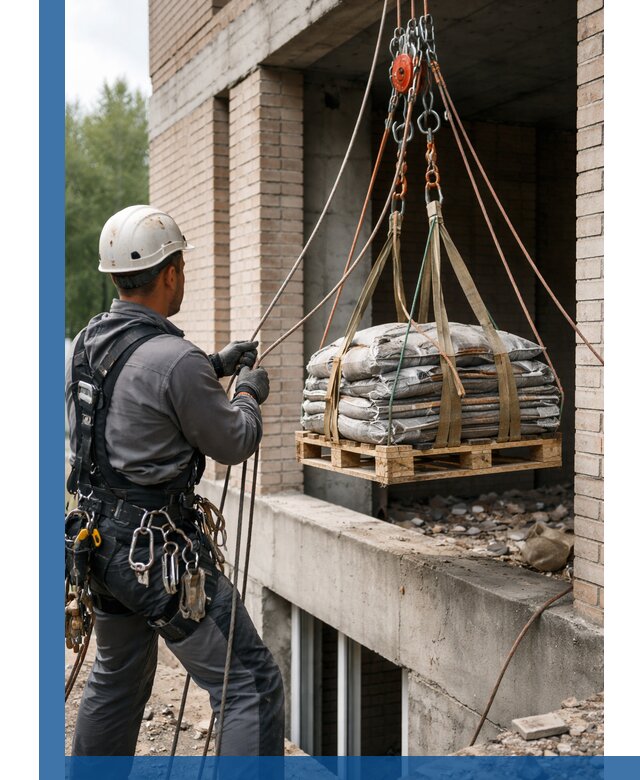 Подъем материалов на этаж веревками в Брянске оперативно