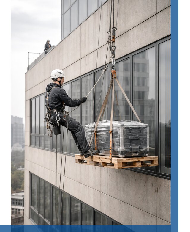 Спуск груза по фасаду в Брянске от 3763 р. | ВЫСОТНИК-Бнк